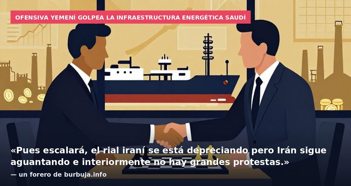 Ofensiva yemení golpea la infraestructura energética saudí: «Pues escalará, el rial iraní se está depreciando pero Irán sigue aguantando e interiormente no hay grandes protestas.» — un forero de burbuja.info