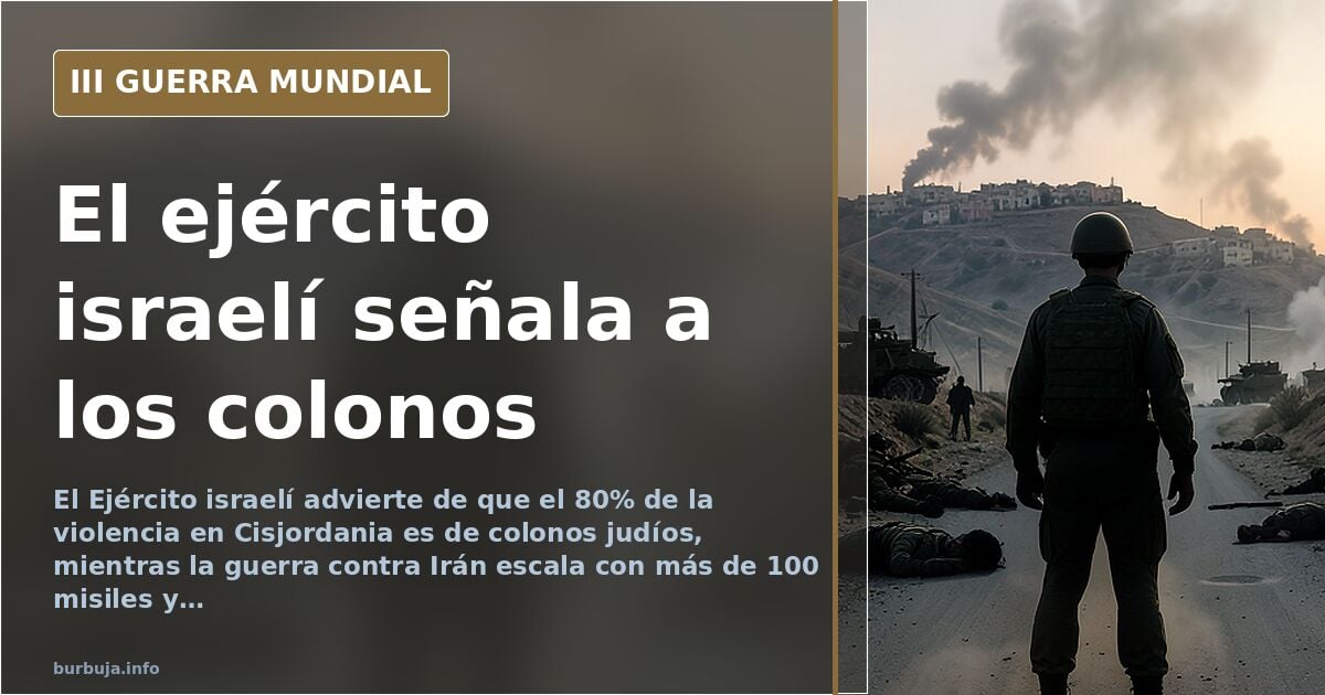 Mapa de Oriente Medio con siluetas de aviones de combate y columnas de humo en el horizonte, ilustrando la guerra en Irán y C