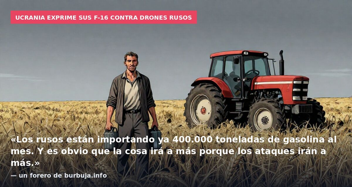 Ucrania exprime sus F-16 contra drones rusos: «Los rusos están importando ya 400.000 toneladas de gasolina al mes. Y es obvio que la cosa irá a más porque los ataques irán a más.» — un forero de burbuja.info