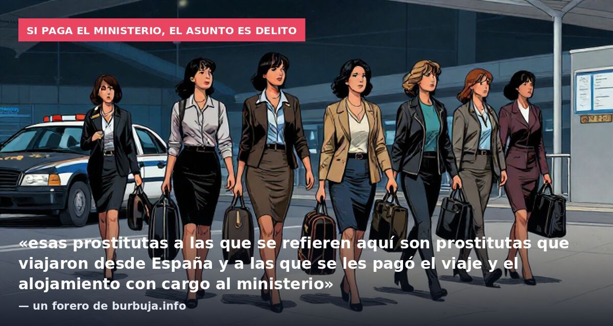 Si paga el ministerio, el asunto es delito: «esas prostitutas a las que se refieren aquí son prostitutas que viajaron desde España y a las que se les pagó el viaje y el alojamiento con cargo al ministerio» — un forero de burbuja.info