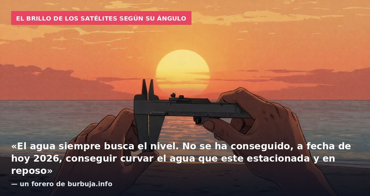 El brillo de los satélites según su ángulo: «El agua siempre busca el nivel. No se ha conseguido, a fecha de hoy 2026, conseguir curvar el agua que este estacionada y en reposo» — un forero de burbuja.info