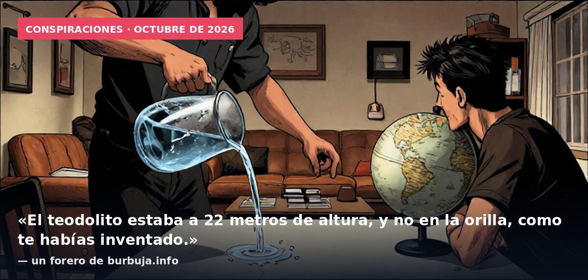 Conspiraciones · octubre de 2026: «El teodolito estaba a 22 metros de altura, y no en la orilla, como te habías inventado.» — un forero de burbuja.info