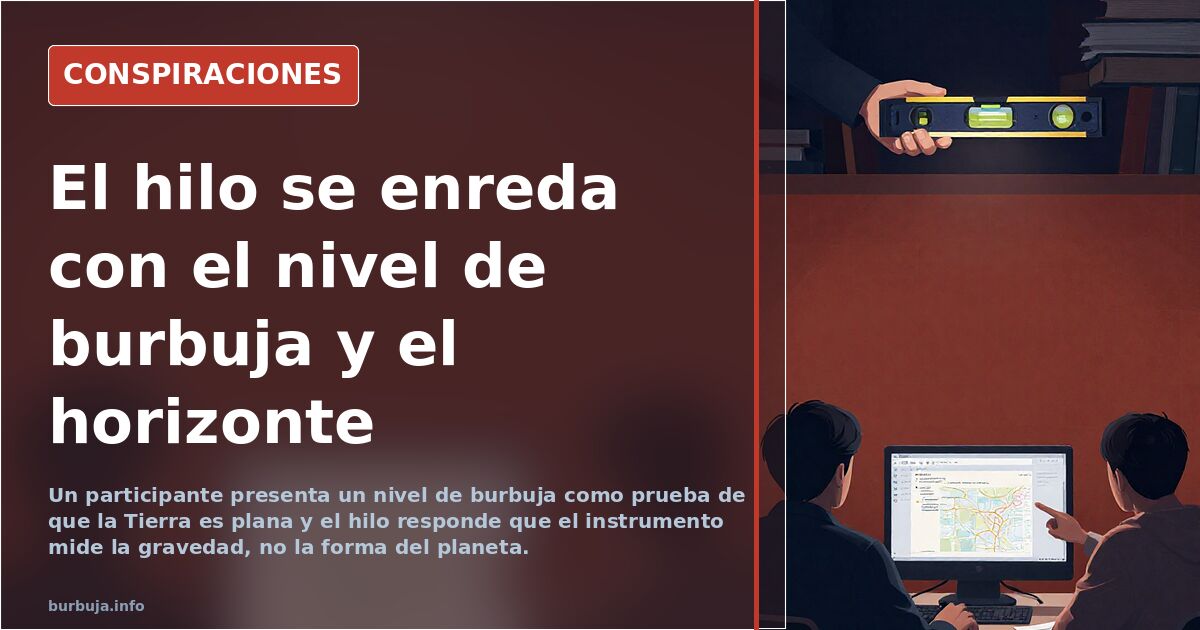 El hilo se enreda con el nivel de burbuja y el horizonte