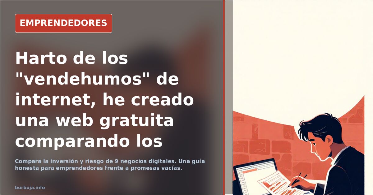 Harto de los "vendehumos" de internet, he creado una web gratuita comparando los costes y riesgos reales de 9 negocios online