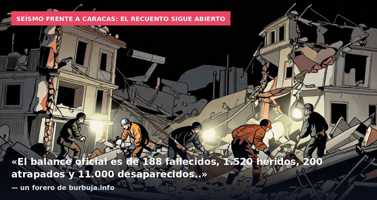 Seísmo frente a Caracas: el recuento sigue abierto: «El balance oficial es de 188 fallecidos, 1.520 heridos, 200 atrapados y 11.000 desaparecidos..» — un forero de burbuja.info
