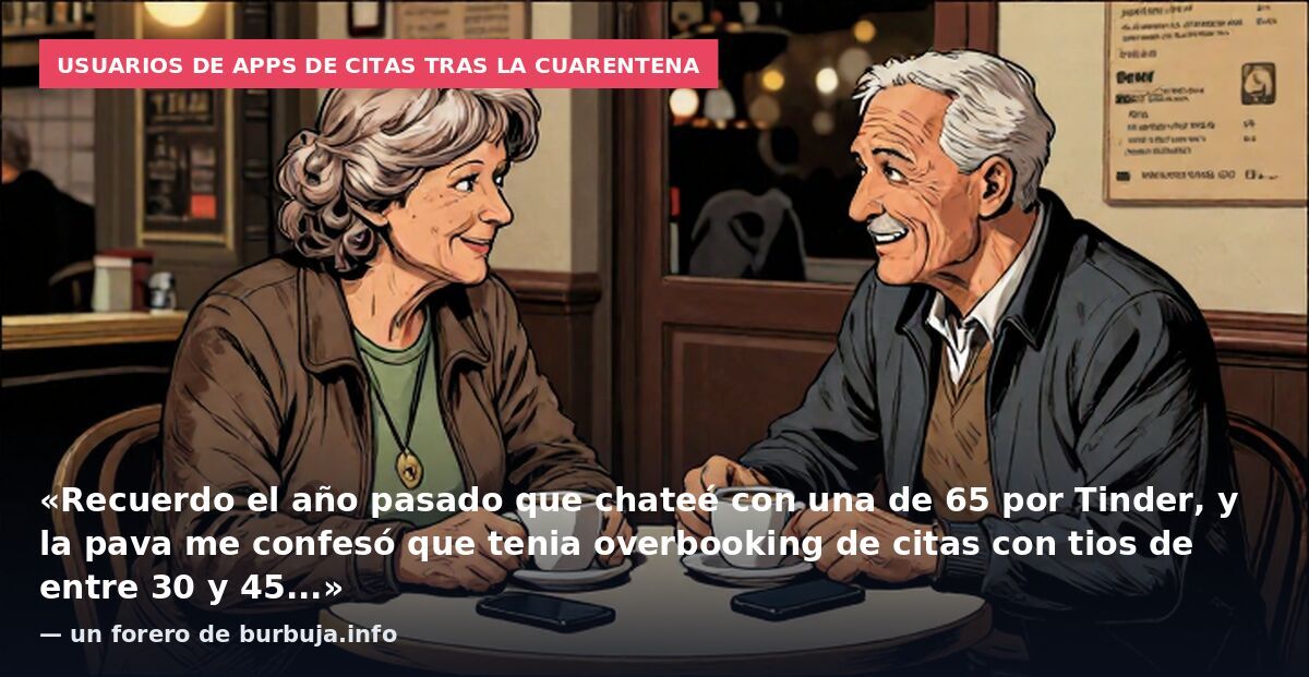 Usuarios de apps de citas tras la cuarentena: «Recuerdo el año pasado que chateé con una de 65 por Tinder, y la pava me confesó que tenia overbooking de citas con tios de entre 30 y 45...» — un forero de burbuja.info