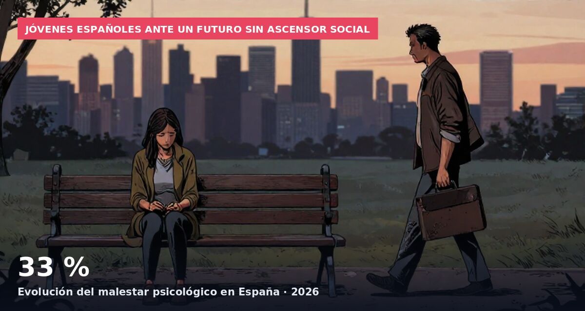 Jóvenes españoles ante un futuro sin ascensor social: 33 % Evolución del malestar psicológico en España · 2026
