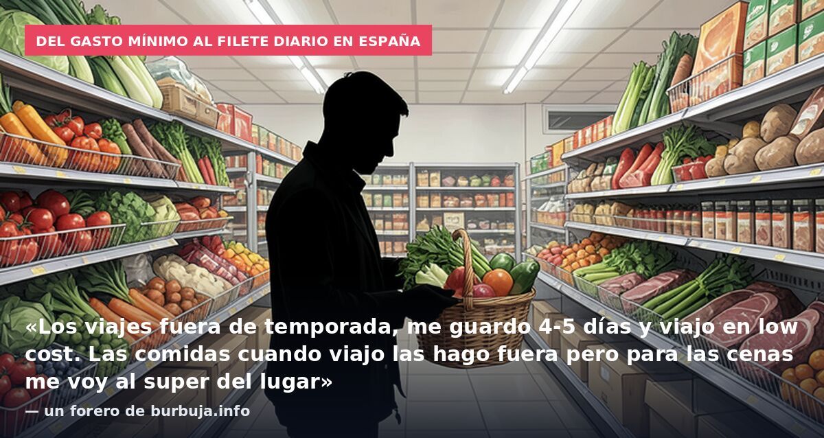 Del gasto mínimo al filete diario en España: «Los viajes fuera de temporada, me guardo 4-5 días y viajo en low cost. Las comidas cuando viajo las hago fuera pero para las cenas me voy al super del lugar» — un forero de burbuja.info