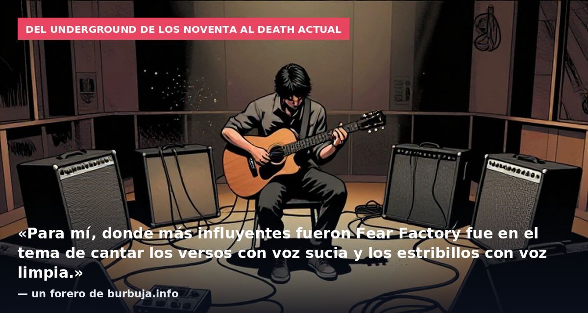 Del underground de los noventa al death actual: «Para mí, donde más influyentes fueron Fear Factory fue en el tema de cantar los versos con voz sucia y los estribillos con voz limpia.» — un forero de burbuja.info