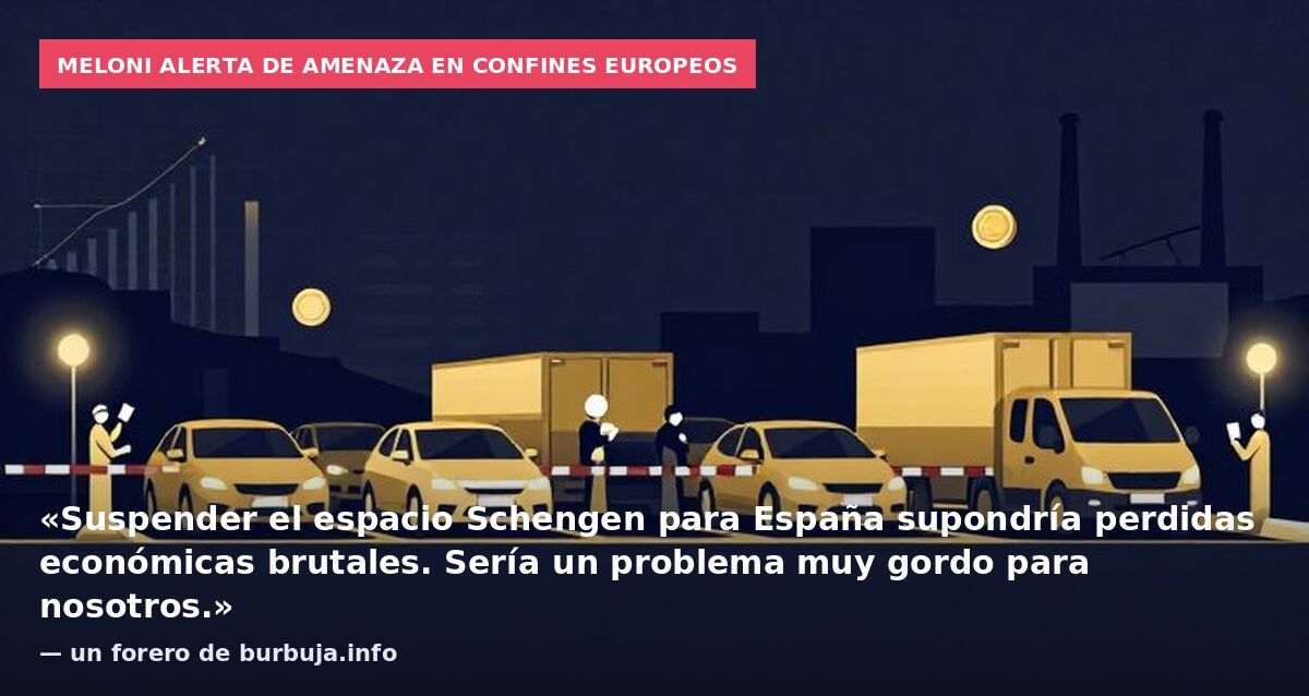 Meloni alerta de amenaza en confines europeos: «Suspender el espacio Schengen para España supondría perdidas económicas brutales. Sería un problema muy gordo para nosotros.» — un forero de burbuja.info