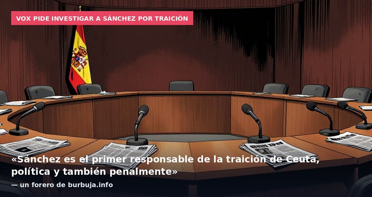 Vox pide investigar a Sánchez por traición: «Sánchez es el primer responsable de la traición de Ceuta, política y también penalmente» — un forero de burbuja.info