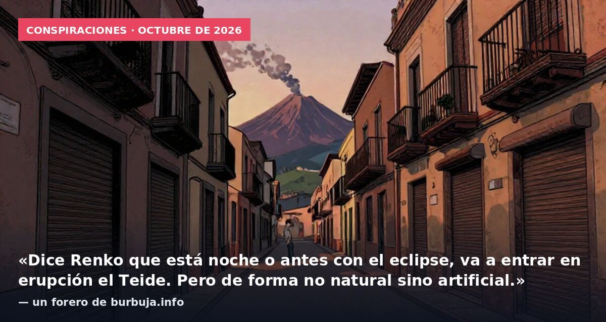 Conspiraciones · octubre de 2026: «Dice Renko que está noche o antes con el eclipse, va a entrar en erupción el Teide. Pero de forma no natural sino artificial.» — un forero de burbuja.info