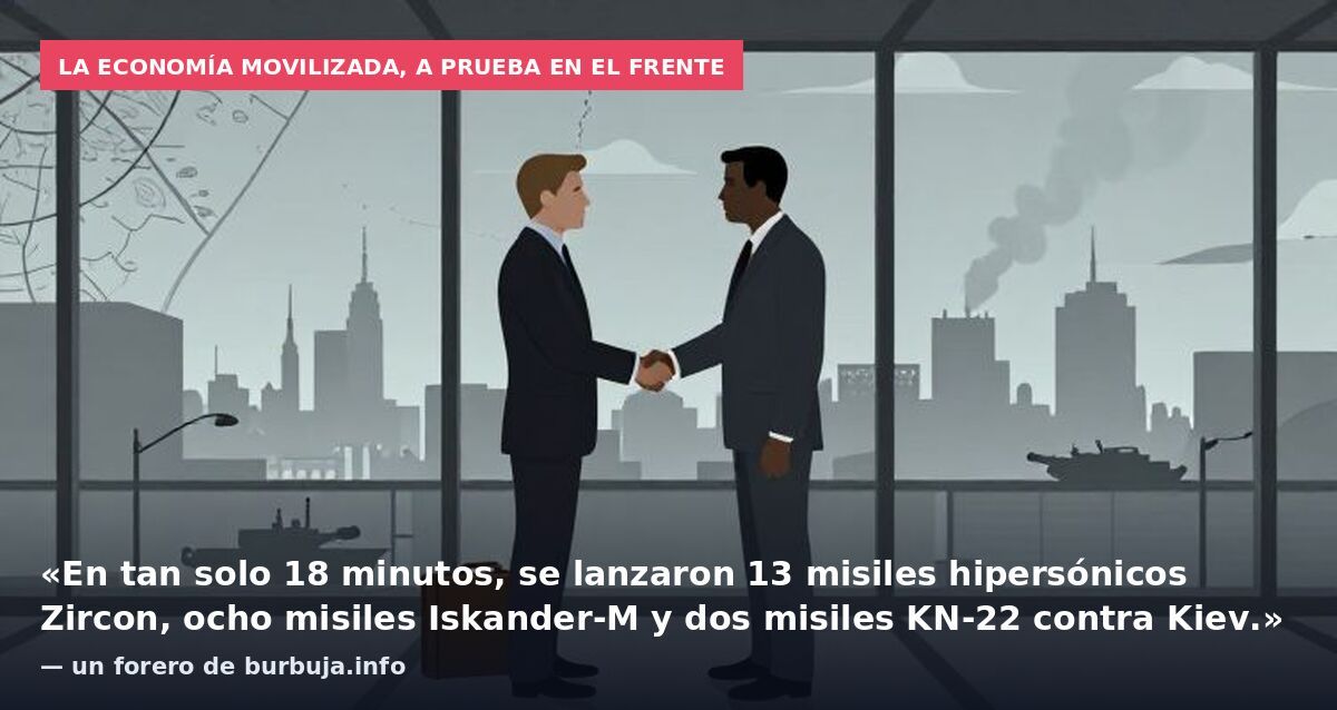 La economía movilizada, a prueba en el frente: «En tan solo 18 minutos, se lanzaron 13 misiles hipersónicos Zircon, ocho misiles Iskander-M y dos misiles KN-22 contra Kiev.» — un forero de burbuja.info