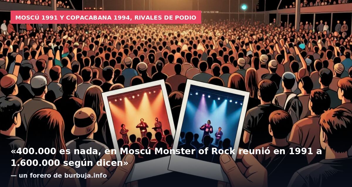 Moscú 1991 y Copacabana 1994, rivales de podio: «400.000 es nada, en Moscú Monster of Rock reunió en 1991 a 1.600.000 según dicen» — un forero de burbuja.info