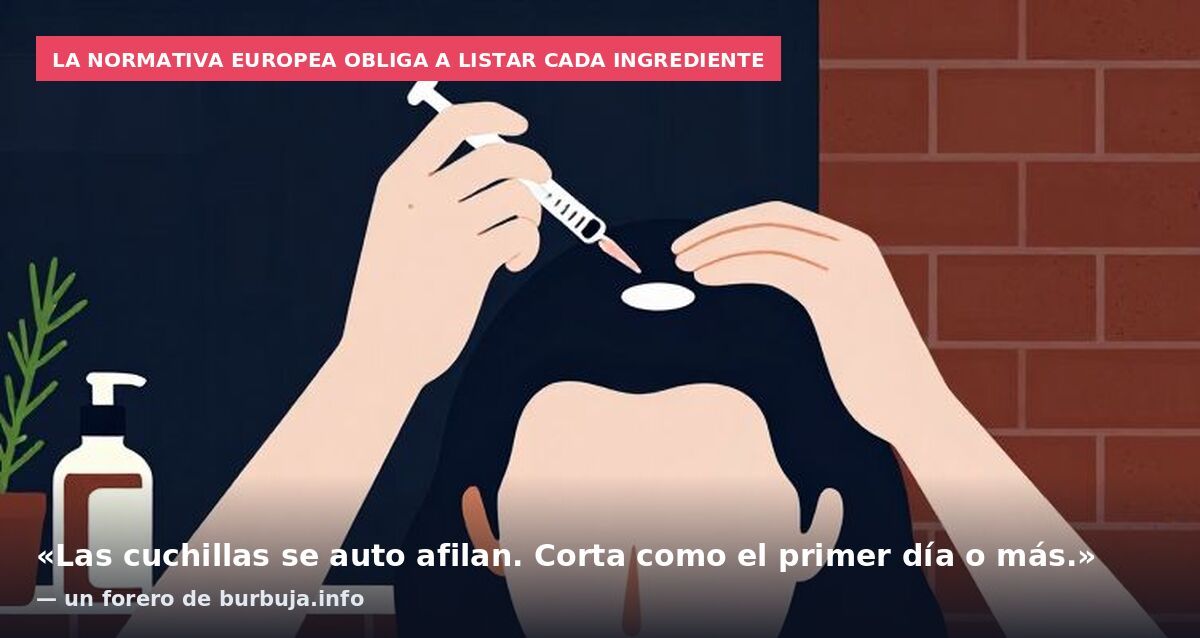 La normativa europea obliga a listar cada ingrediente: «Las cuchillas se auto afilan. Corta como el primer día o más.» — un forero de burbuja.info