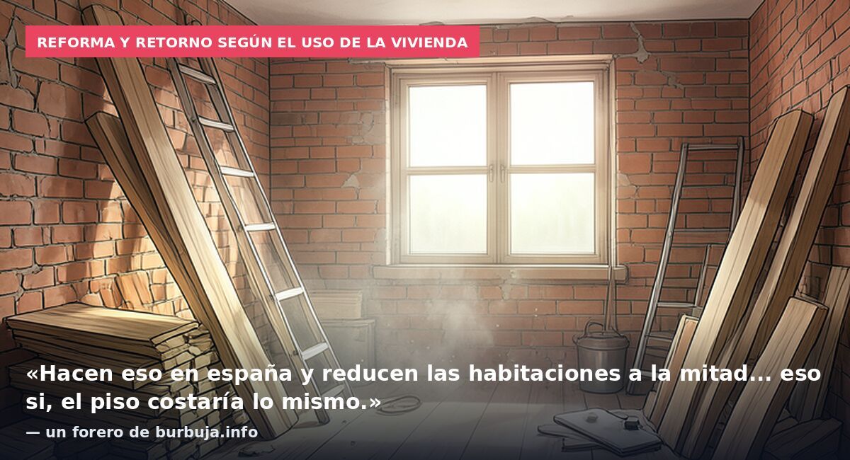 Reforma y retorno según el uso de la vivienda: «Hacen eso en españa y reducen las habitaciones a la mitad... eso si, el piso costaría lo mismo.» — un forero de burbuja.info
