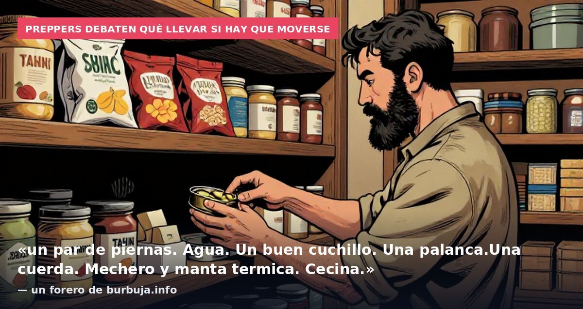 Preppers debaten qué llevar si hay que moverse: «un par de piernas. Agua. Un buen cuchillo. Una palanca.Una cuerda. Mechero y manta termica. Cecina.» — un forero de burbuja.info