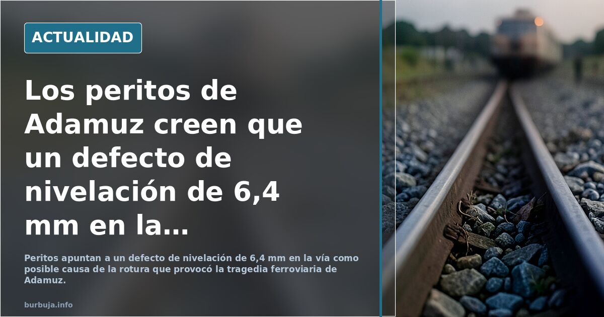 Los peritos de Adamuz creen que un defecto de nivelación de 6,4 mm en la vía contribuyó a la rotura que provocó la tragedia