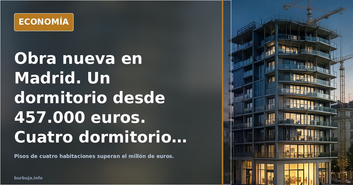 Obra nueva en Madrid. Un dormitorio desde 457.000 euros. Cuatro dormitorios por encima del millón de euros.
