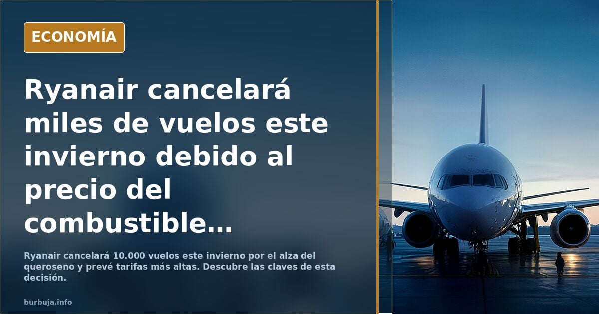 Ryanair cancelará miles de vuelos este invierno debido al precio del combustible y advierte de un aumento "significativo" en las tarifa