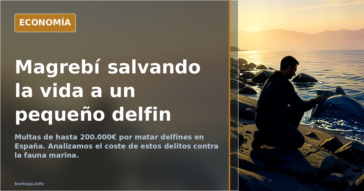 Magrebí salvando la vida a un pequeño delfin
