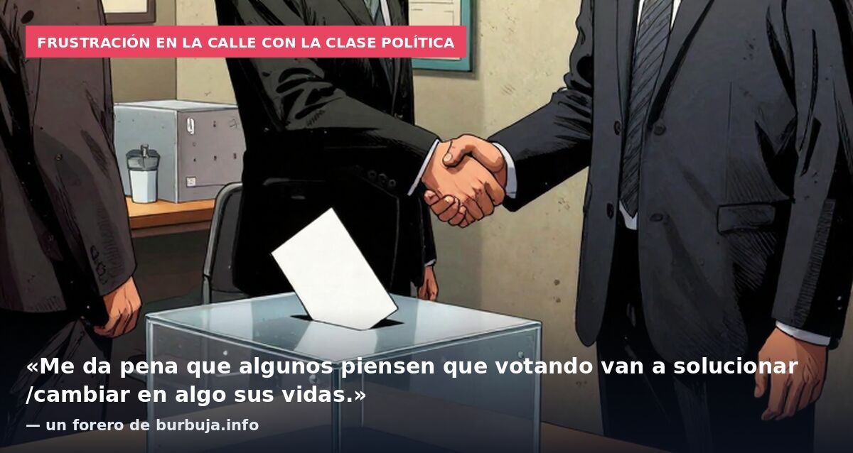Frustración en la calle con la clase política: «Me da pena que algunos piensen que votando van a solucionar /cambiar en algo sus vidas.» — un forero de burbuja.info