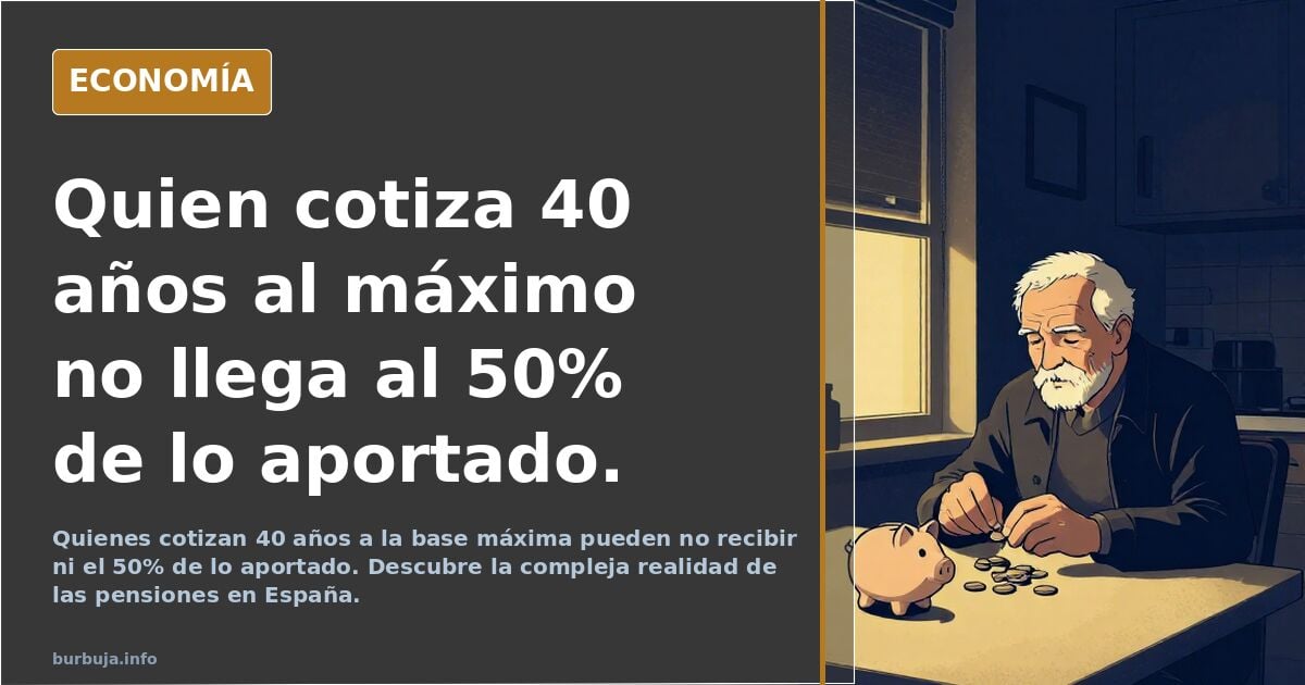Quien cotiza 40 años al máximo no llega al 50% de lo aportado.