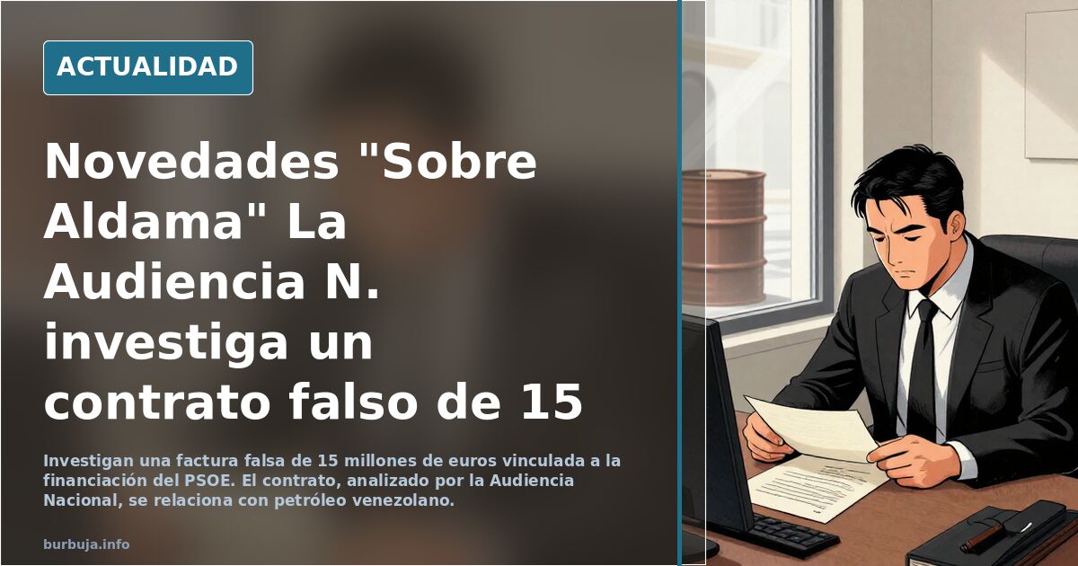 Novedades "Sobre Aldama" La Audiencia N. investiga un contrato falso de 15 millones para financiar al PSOE