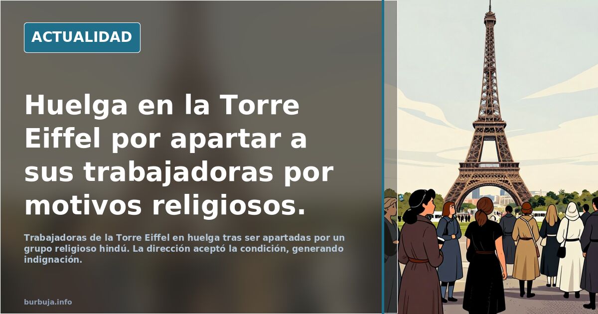Huelga en la Torre Eiffel por apartar a sus trabajadoras por motivos religiosos.