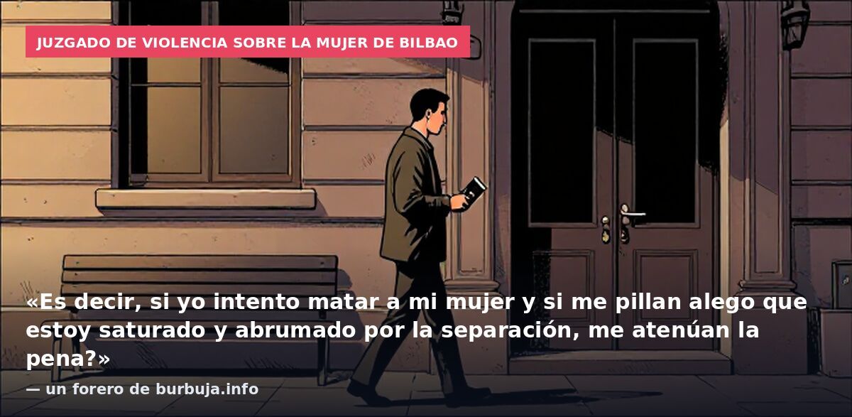 Juzgado de Violencia sobre la Mujer de Bilbao: «Es decir, si yo intento matar a mi mujer y si me pillan alego que estoy saturado y abrumado por la separación, me atenúan la pena?» — un forero de burbuja.info
