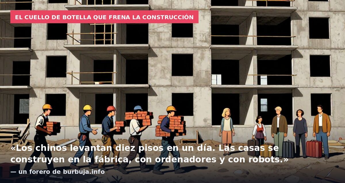 El cuello de botella que frena la construcción: «Los chinos levantan diez pisos en un día. Las casas se construyen en la fábrica, con ordenadores y con robots.» — un forero de burbuja.info