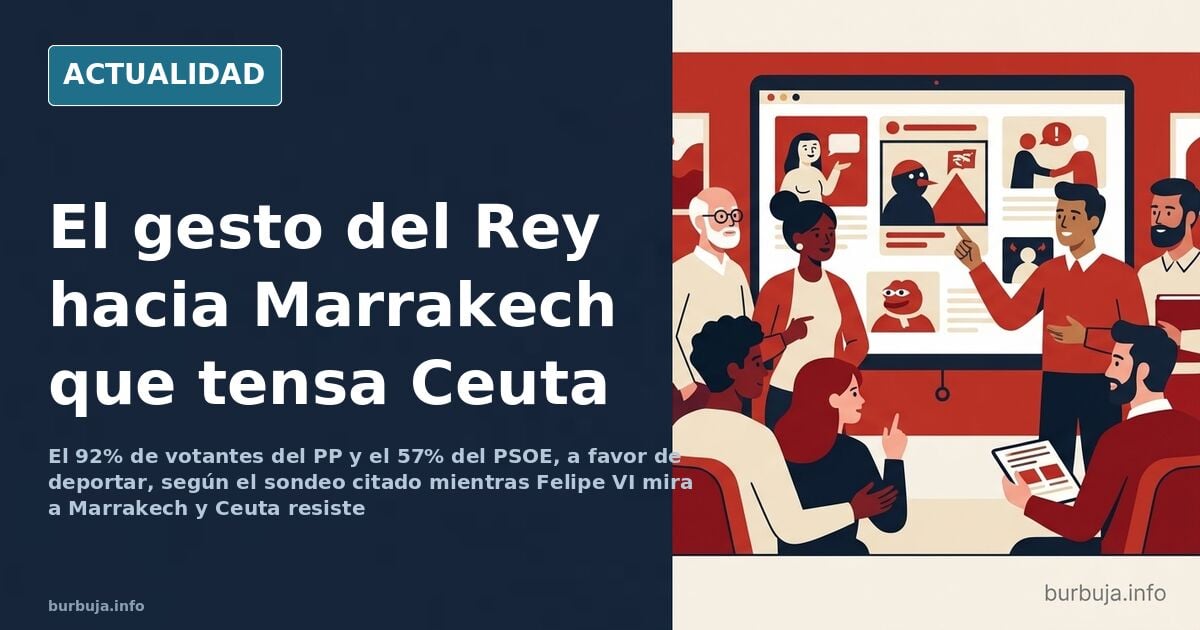 Felipe VI en un acto oficial con Marrakech al fondo, símbolo del pulso migratorio y diplomático en torno a Ceuta