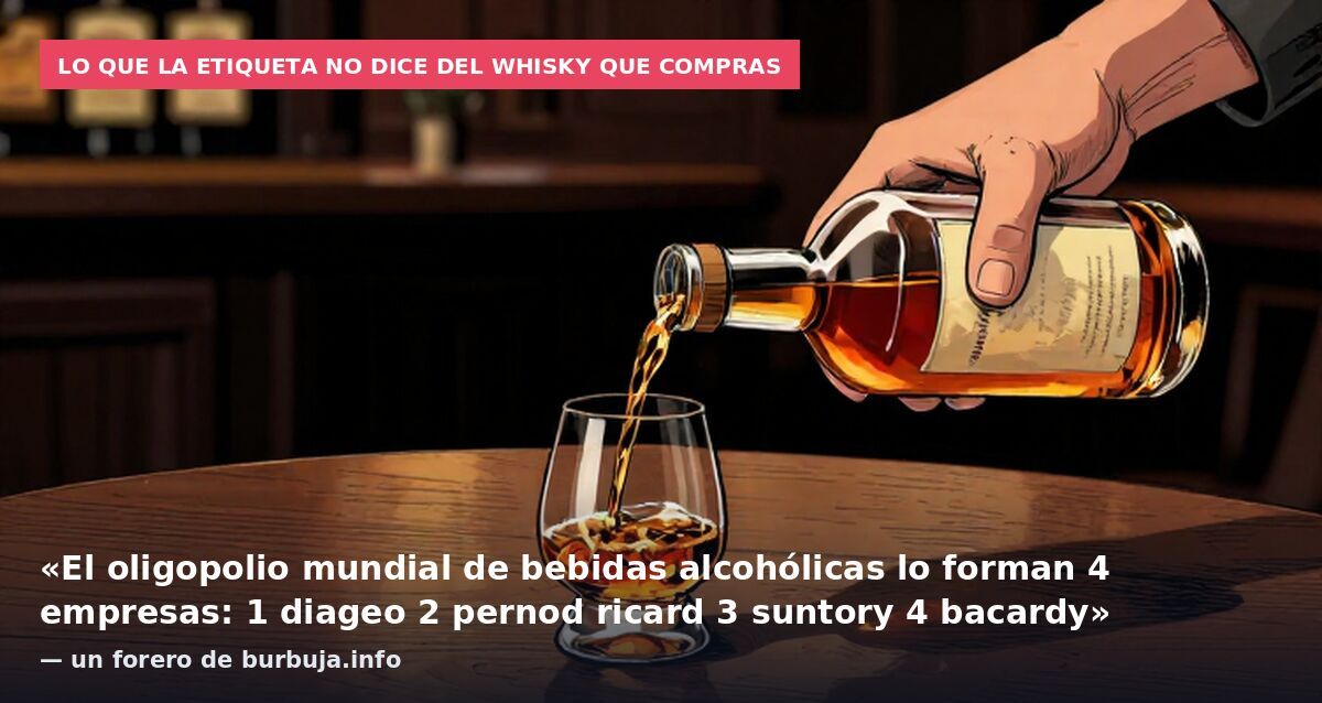 Lo que la etiqueta no dice del whisky que compras: «El oligopolio mundial de bebidas alcohólicas lo forman 4 empresas: 1 diageo 2 pernod ricard 3 suntory 4 bacardy» — un forero de burbuja.info