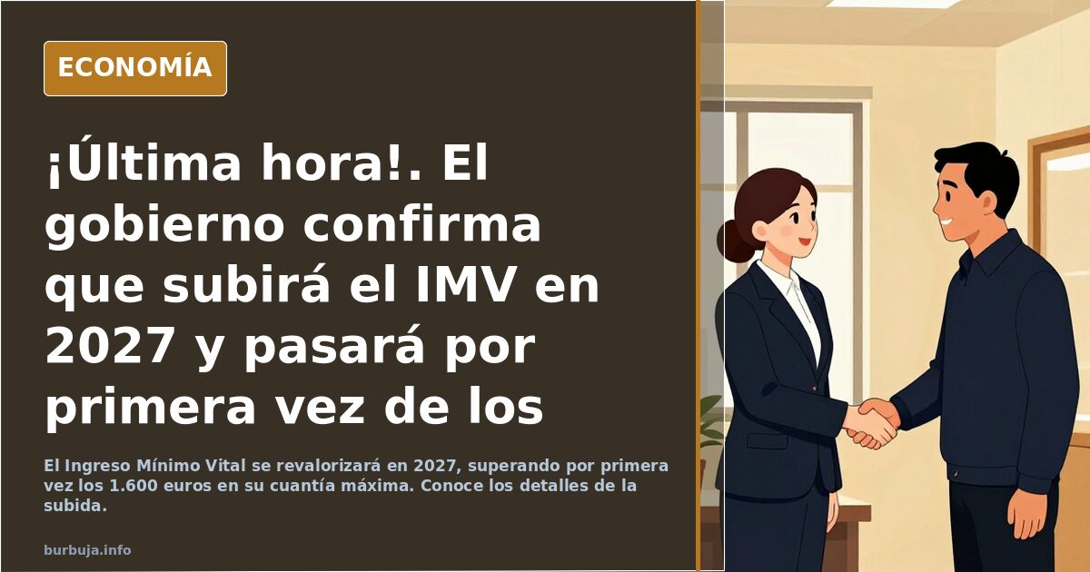 ¡Última hora!. El gobierno confirma que subirá el IMV en 2027 y pasará por primera vez de los 1600€