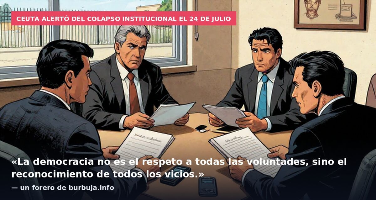 Ceuta alertó del colapso institucional el 24 de julio: «La democracia no es el respeto a todas las voluntades, sino el reconocimiento de todos los vicios.» — un forero de burbuja.info