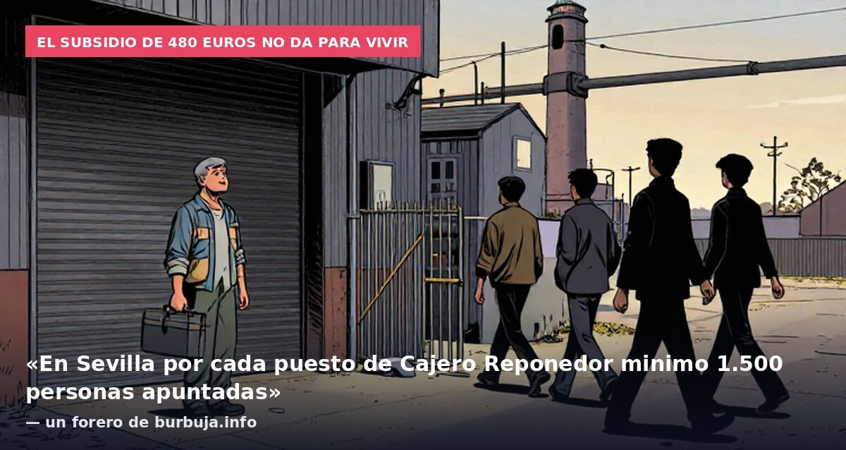 El subsidio de 480 euros no da para vivir: «En Sevilla por cada puesto de Cajero Reponedor minimo 1.500 personas apuntadas» — un forero de burbuja.info