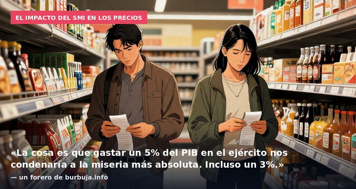 El impacto del SMI en los precios: «La cosa es que gastar un 5% del PIB en el ejército nos condenaría a la miseria más absoluta. Incluso un 3%.» — un forero de burbuja.info