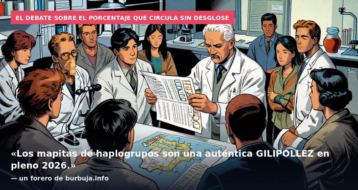 El debate sobre el porcentaje que circula sin desglose: «Los mapitas de haplogrupos son una auténtica GILIPOLLEZ en pleno 2026.» — un forero de burbuja.info
