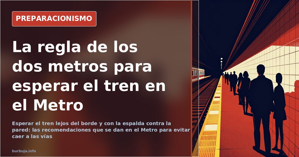 Vista de las vías y el andén de una estación de Metro con la franja de seguridad amarilla junto al borde