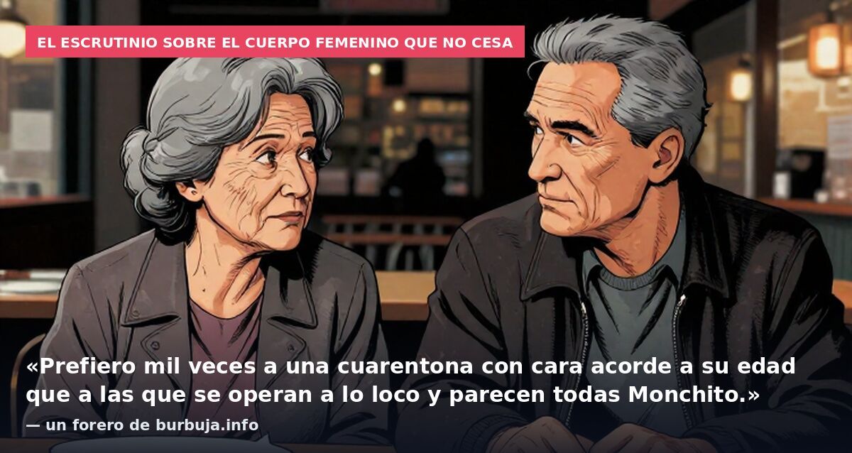 El escrutinio sobre el cuerpo femenino que no cesa: «Prefiero mil veces a una cuarentona con cara acorde a su edad que a las que se operan a lo loco y parecen todas Monchito.» — un forero de burbuja.info