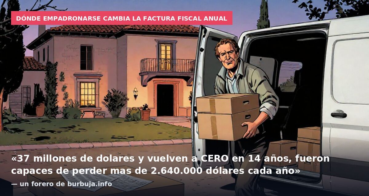 Dónde empadronarse cambia la factura fiscal anual: «37 millones de dolares y vuelven a CERO en 14 años, fueron capaces de perder mas de 2.640.000 dólares cada año» — un forero de burbuja.info