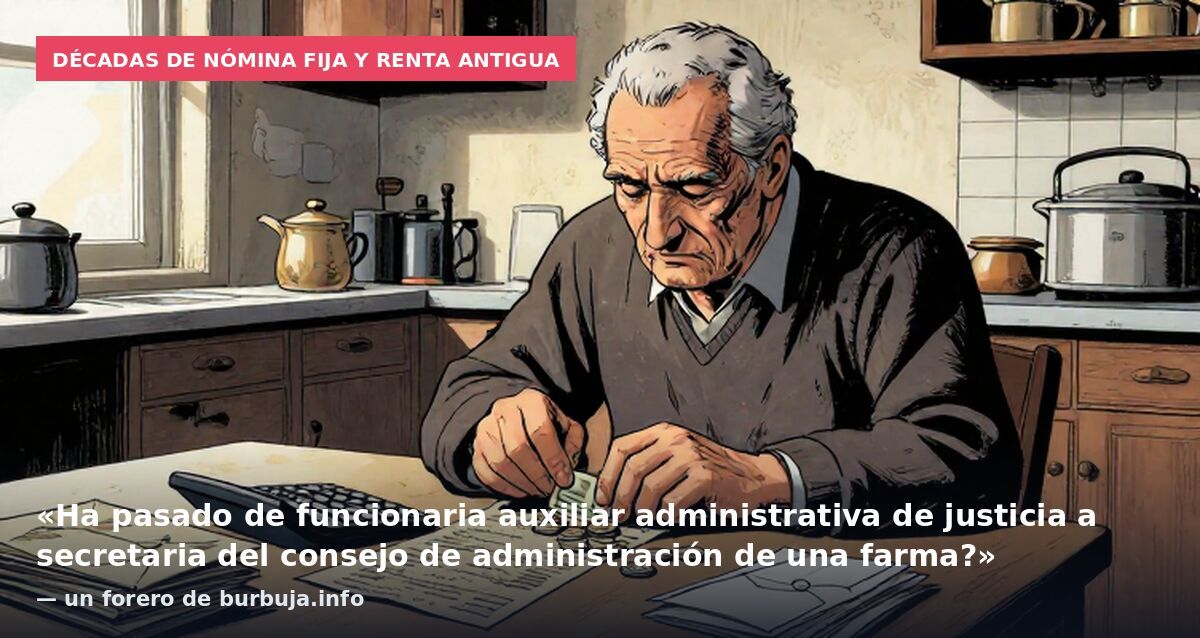 Décadas de nómina fija y renta antigua: «Ha pasado de funcionaria auxiliar administrativa de justicia a secretaria del consejo de administración de una farma?» — un forero de burbuja.info