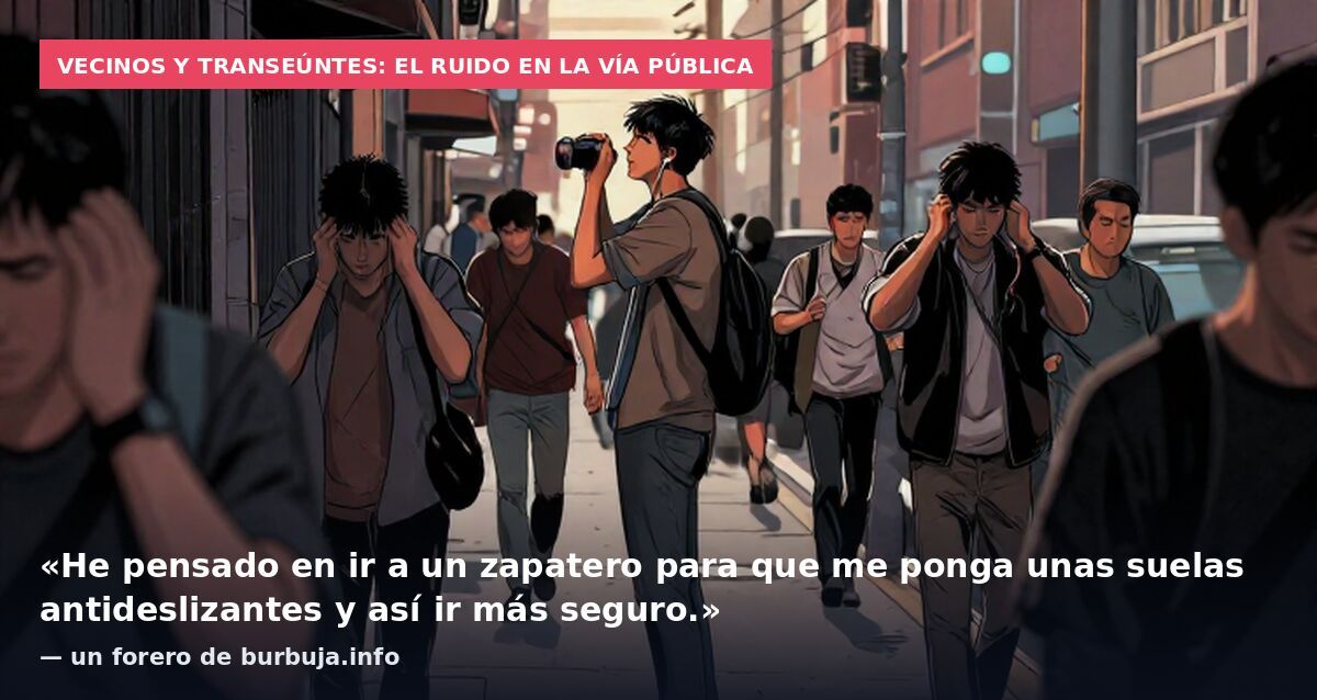 Vecinos y transeúntes: el ruido en la vía pública: «He pensado en ir a un zapatero para que me ponga unas suelas antideslizantes y así ir más seguro.» — un forero de burbuja.info