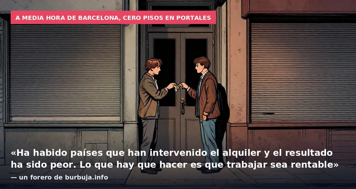 A media hora de Barcelona, cero pisos en portales: «Ha habido países que han intervenido el alquiler y el resultado ha sido peor. Lo que hay que hacer es que trabajar sea rentable» — un forero de burbuja.info