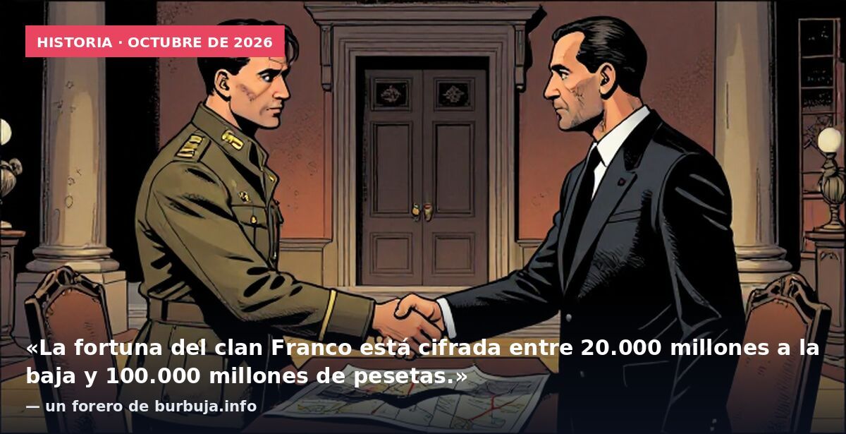 Historia · octubre de 2026: «La fortuna del clan Franco está cifrada entre 20.000 millones a la baja y 100.000 millones de pesetas.» — un forero de burbuja.info