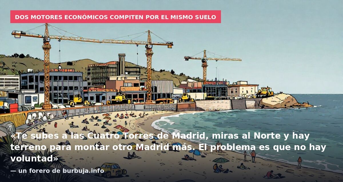 Dos motores económicos compiten por el mismo suelo: «Te subes a las Cuatro Torres de Madrid, miras al Norte y hay terreno para montar otro Madrid más. El problema es que no hay voluntad» — un forero de burbuja.info