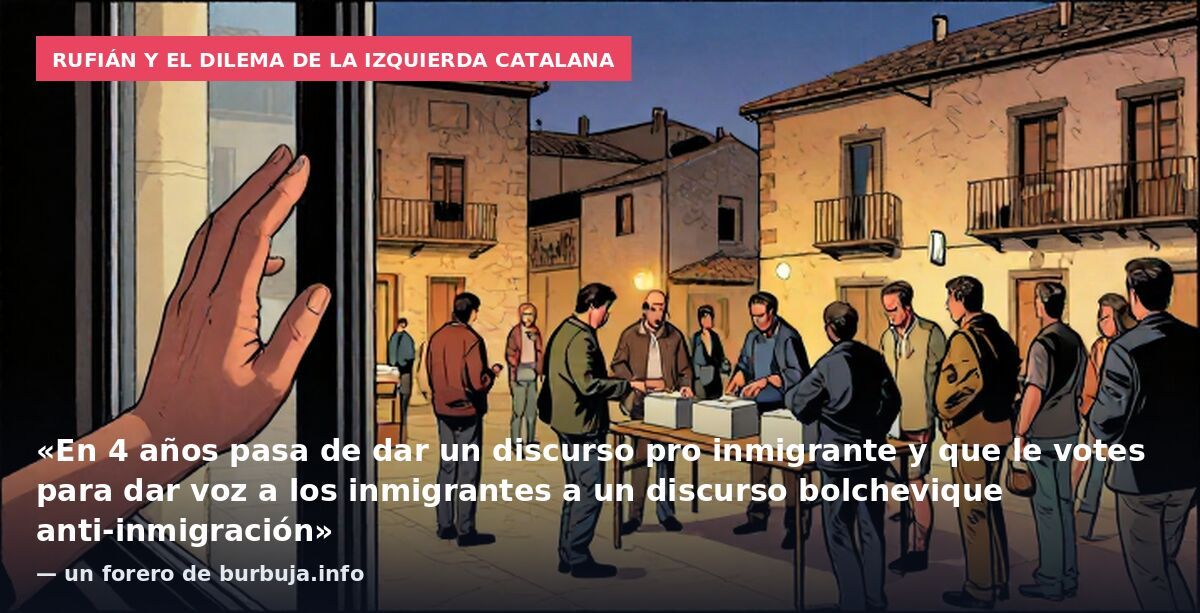 Rufián y el dilema de la izquierda catalana: «En 4 años pasa de dar un discurso pro inmigrante y que le votes para dar voz a los inmigrantes a un discurso bolchevique anti-inmigración» — un forero de burbuja.info