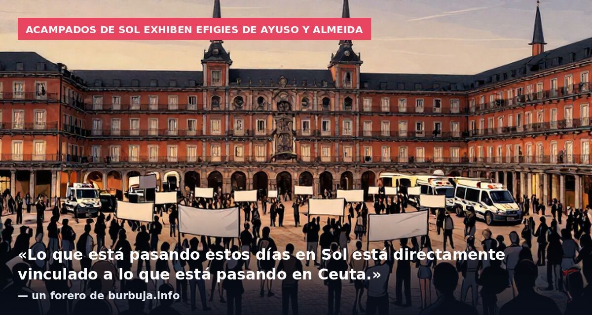 Acampados de Sol exhiben efigies de Ayuso y Almeida: «Lo que está pasando estos días en Sol está directamente vinculado a lo que está pasando en Ceuta.» — un forero de burbuja.info