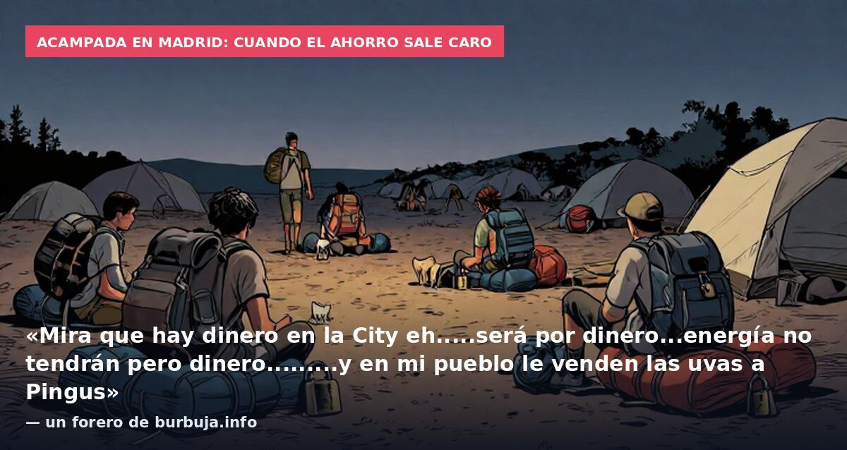 Acampada en Madrid: cuando el ahorro sale caro: «Mira que hay dinero en la City eh.....será por dinero...energía no tendrán pero dinero.........y en mi pueblo le venden las uvas a Pingus» — un forero de burbuja.info