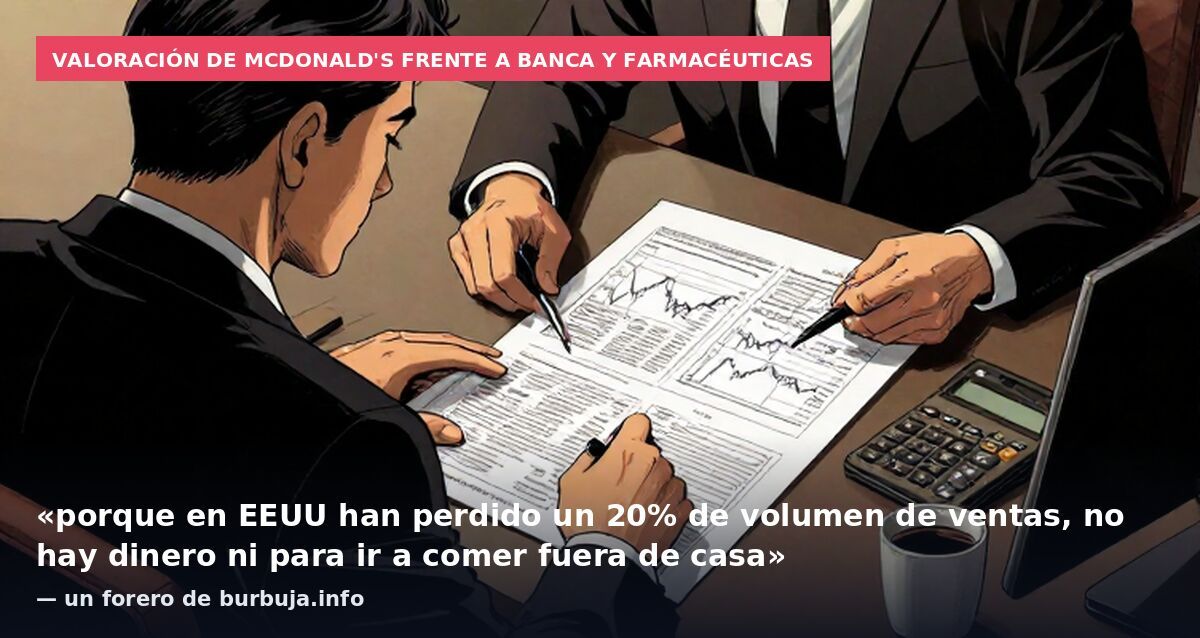 Valoración de McDonald's frente a banca y farmacéuticas: «porque en EEUU han perdido un 20% de volumen de ventas, no hay dinero ni para ir a comer fuera de casa» — un forero de burbuja.info